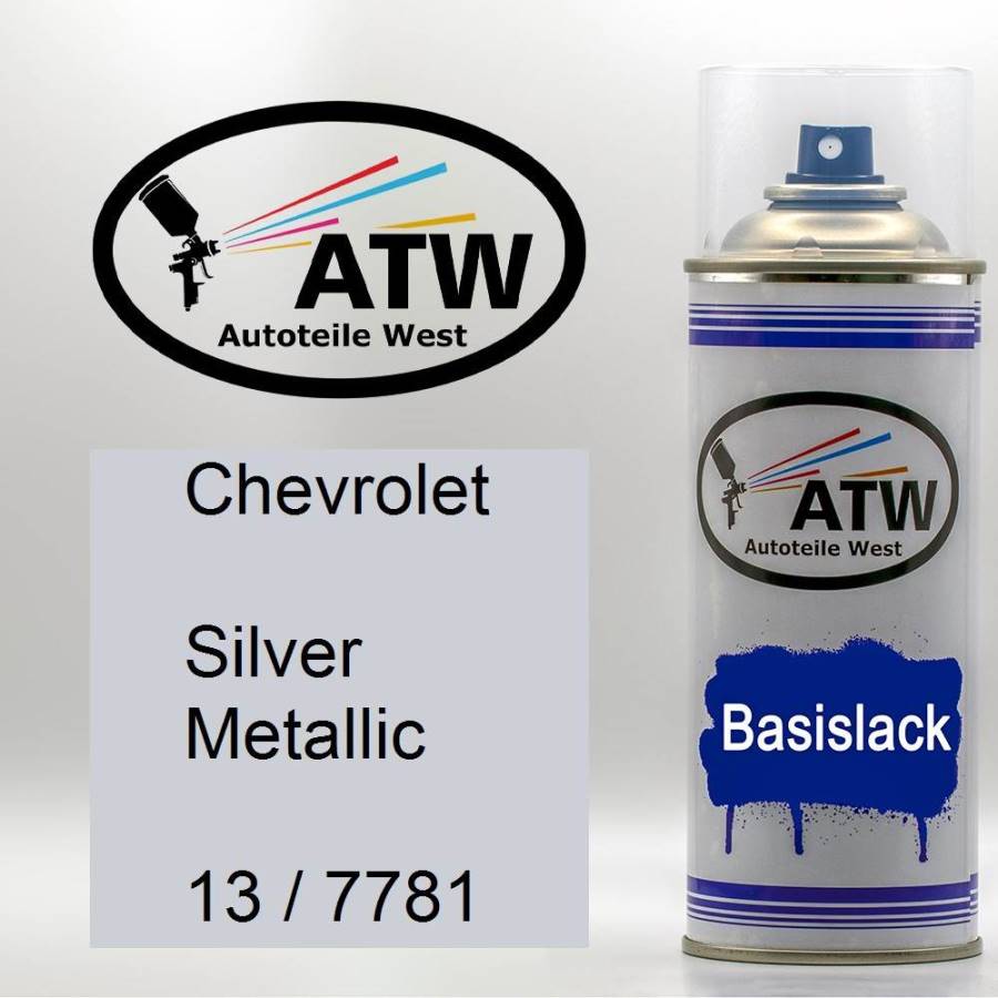 Chevrolet, Silver Metallic, 13 / 7781: 400ml Sprühdose, von ATW Autoteile West.